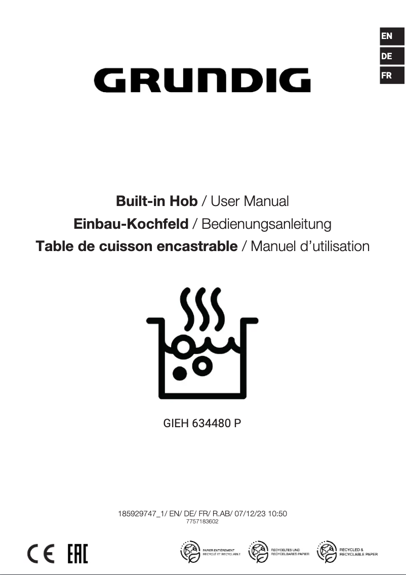 Image de la première page du manuel de l'appareil GIEH 634480 P
