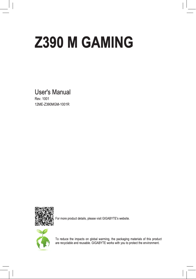 Image de la première page du manuel de l'appareil Z390 M Gaming