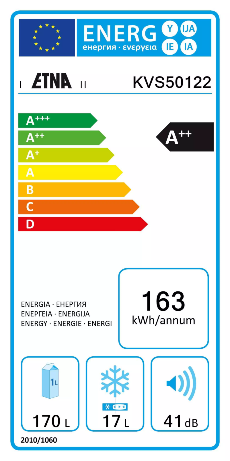 Page n°1 - Label énergétique Etna KVS50122
