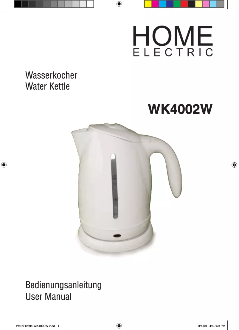 Image de la première page du manuel de l'appareil WK4002W