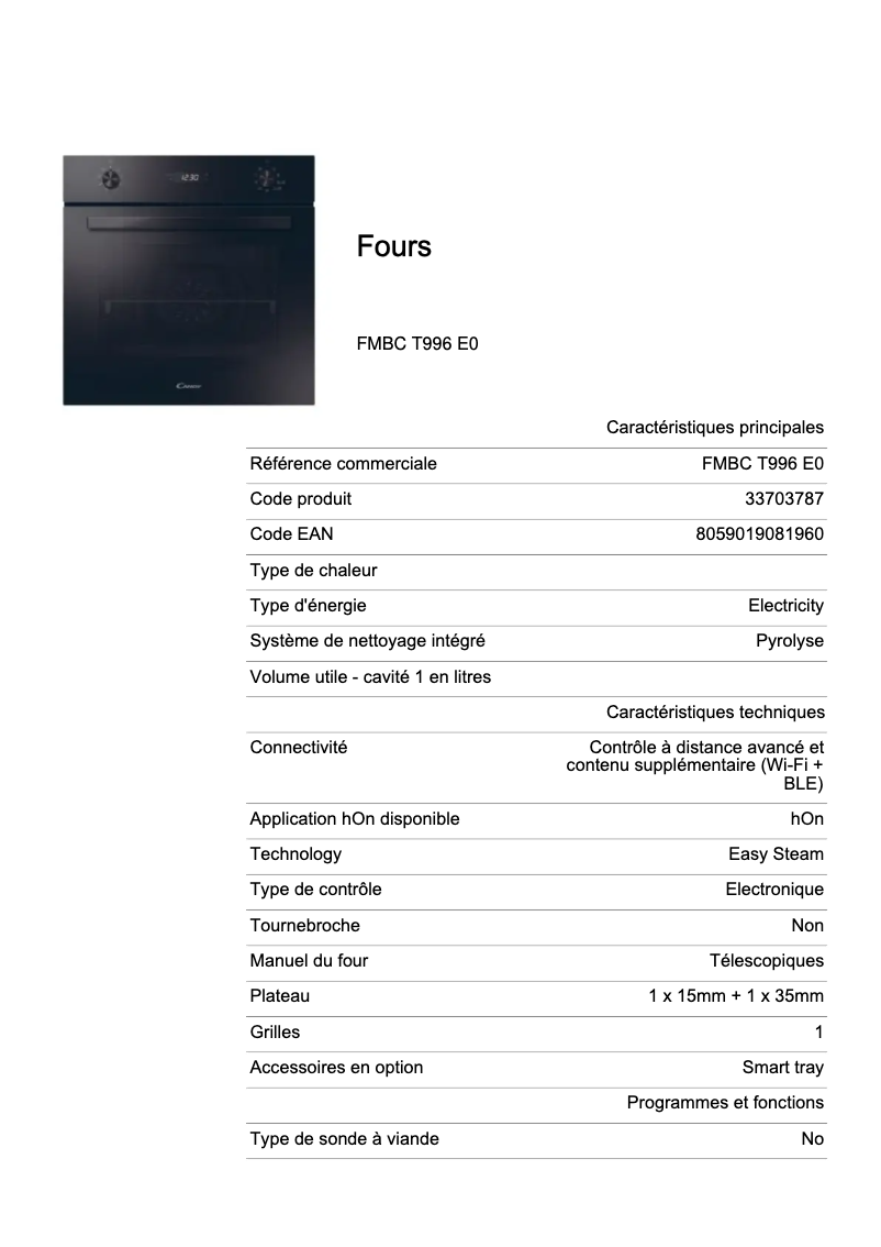 Image de la première page du manuel de l'appareil FMBC T996 E0
