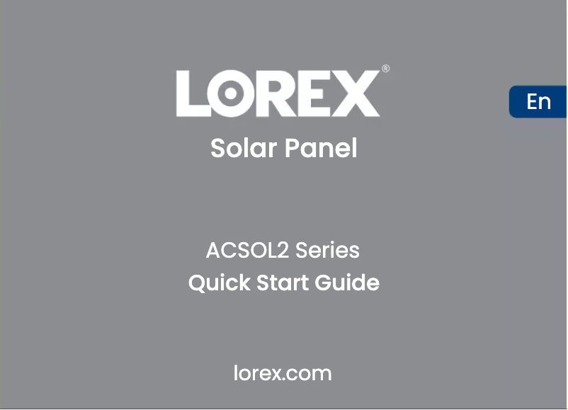 Page n°1 - Guide de démarrage rapide Lorex ACSOL2B