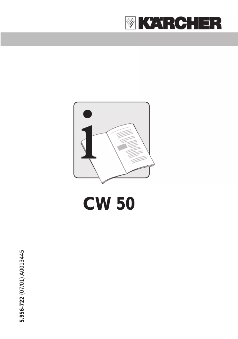 Page n°1 - Manuel utilisateur Kärcher CW50