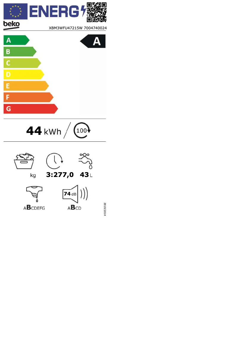 Page 1 de la notice Manuel utilisateur Beko XBM3WFU47215W