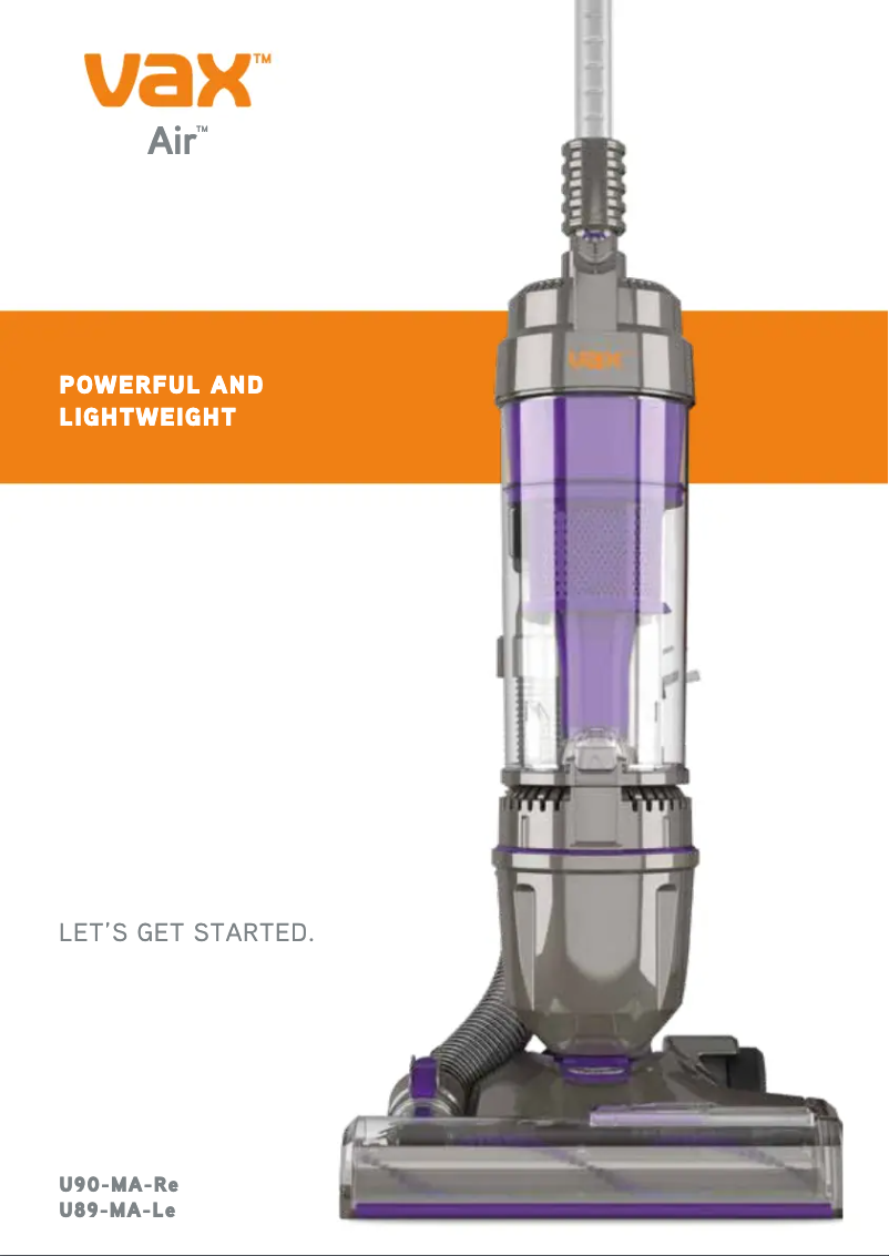Página 1 del manual Manual de usuario Vax Air U87-MAe