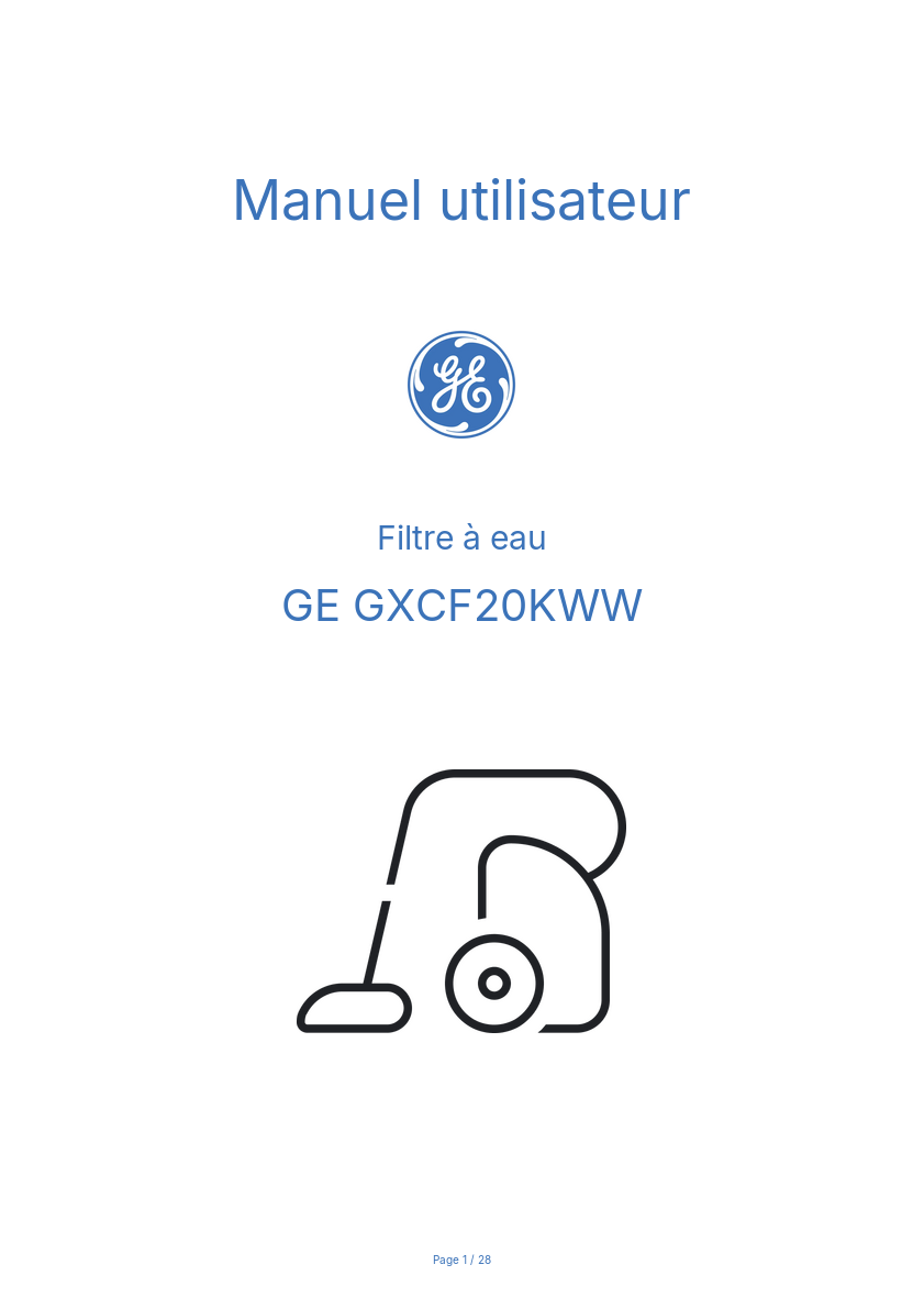 Image de la première page du manuel de l'appareil GXCF20KWW