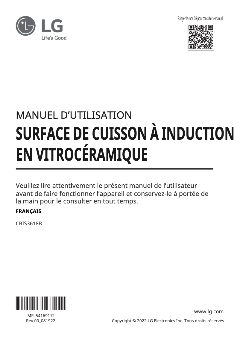 Page 1 de la notice Manuel utilisateur LG CBIS3618B