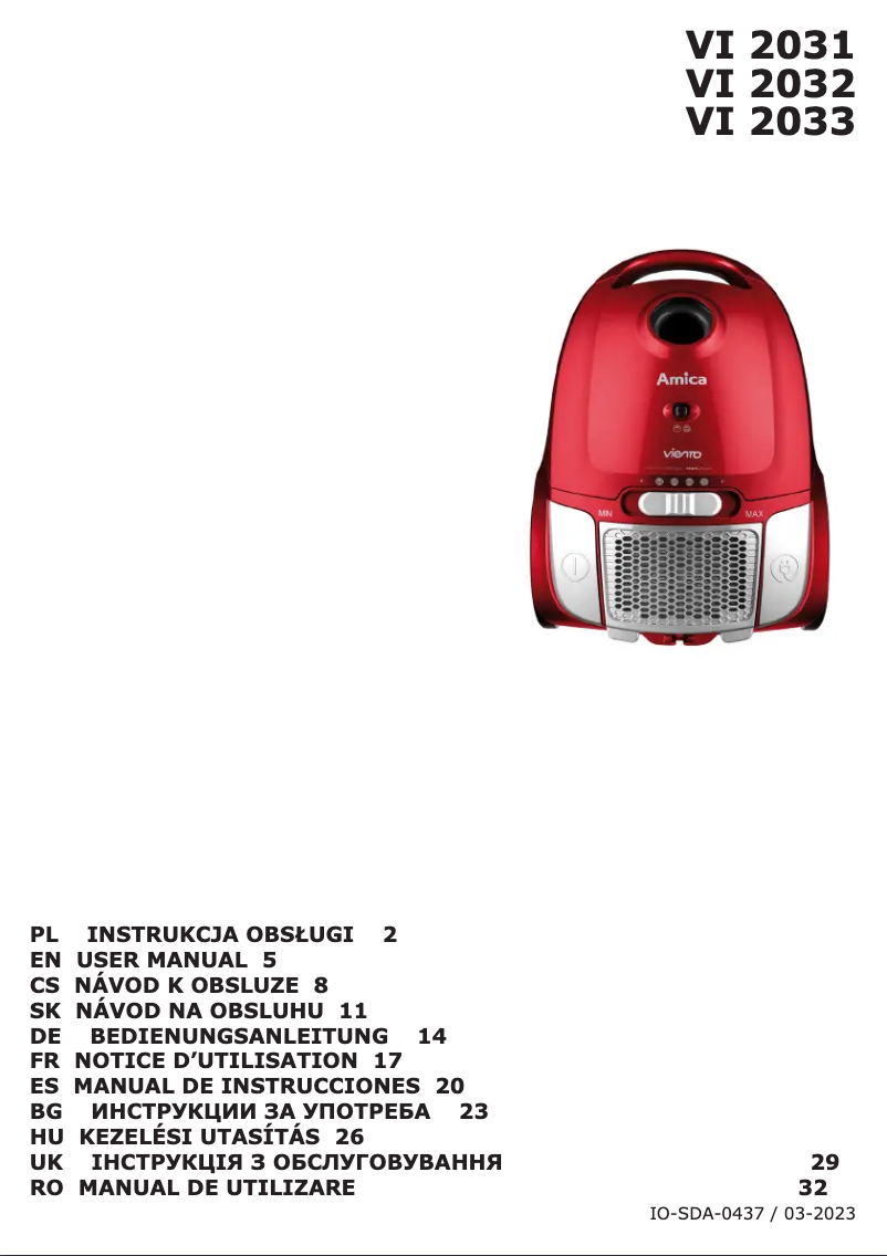 Página 1 del manual Manual de usuario Amica Viento VI 2033