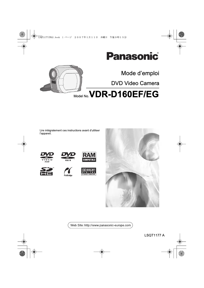 Page n°1 - Manuel utilisateur Panasonic VDR-D160