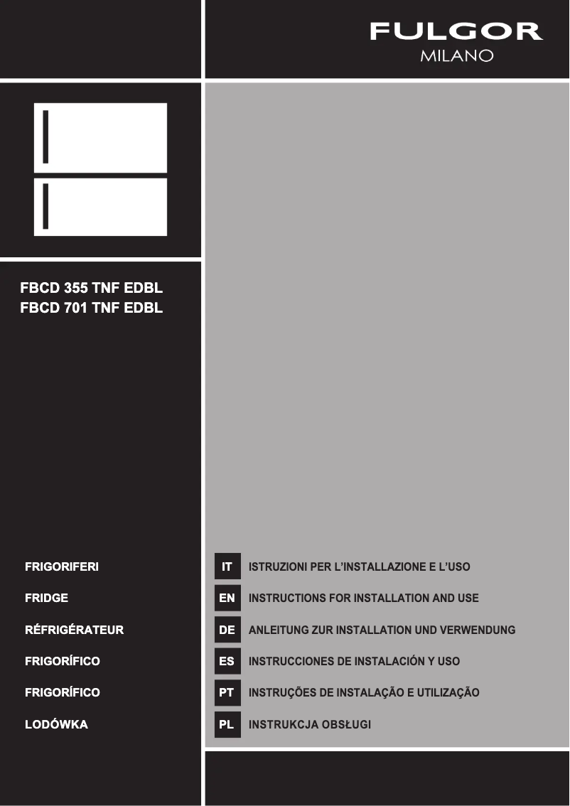 Página 1 del manual Guía de instalación Fulgor Milano FBCD 355 TNF EDBL