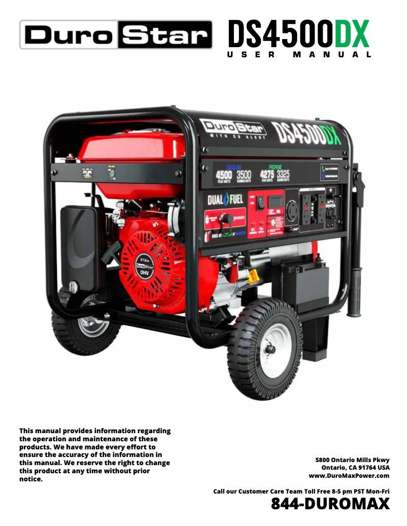 Page 1 de la notice Manuel utilisateur DuroStar DS4500DX