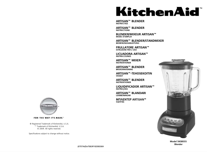 Página 1 del manual Manual de usuario KitchenAid Frullatore 5KSB555
