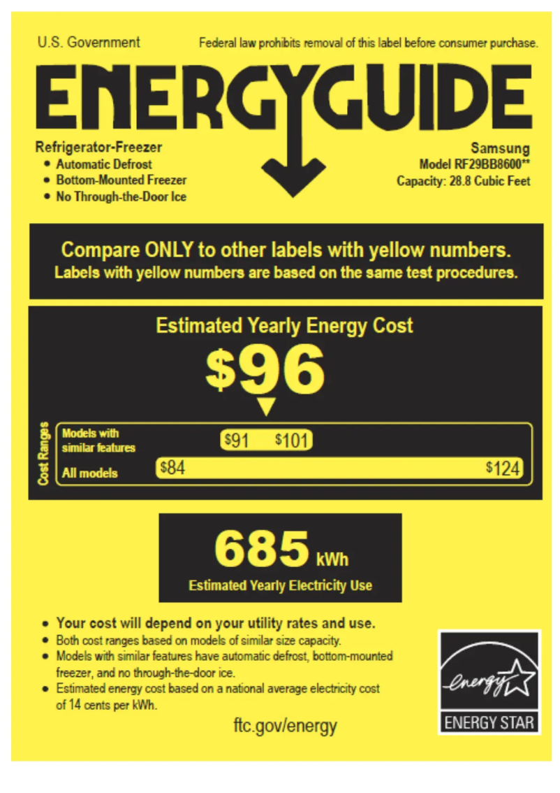 Page 1 de la notice Label énergétique Samsung RF29BB86004M