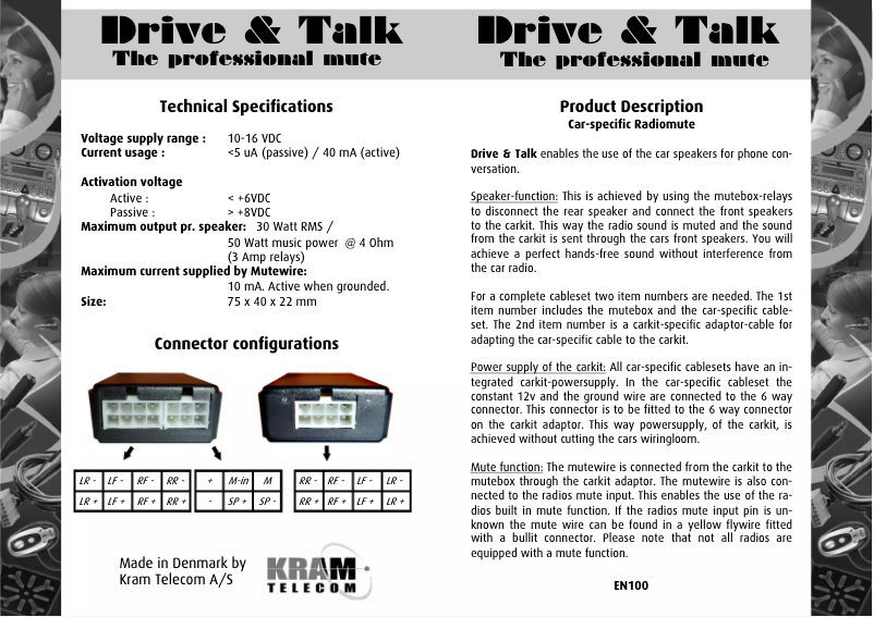 Page n°1 - Manuel utilisateur KRAM 2G. Drive & Talk Radio Mute