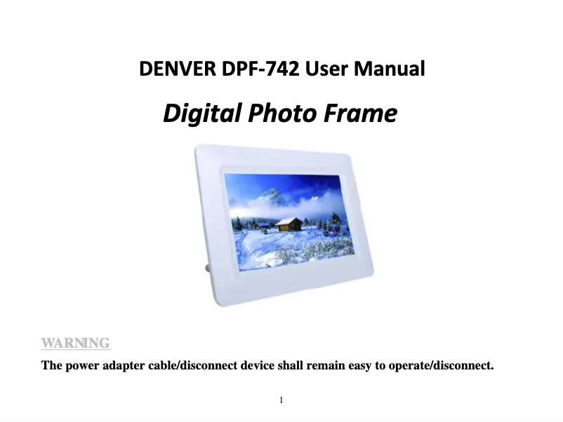 Image de la première page du manuel de l'appareil DPF-742