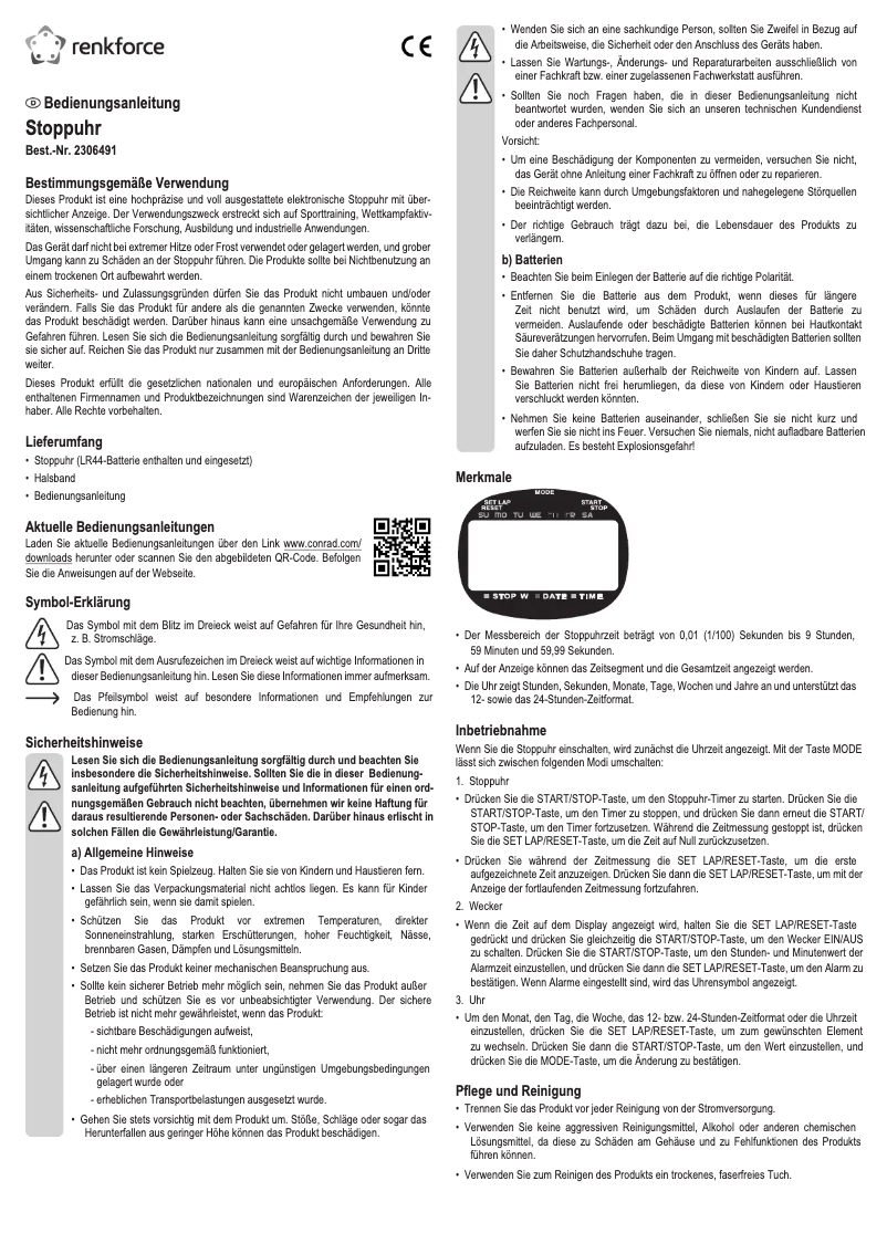 Page 1 de la notice Manuel utilisateur Renkforce RF-SW-110