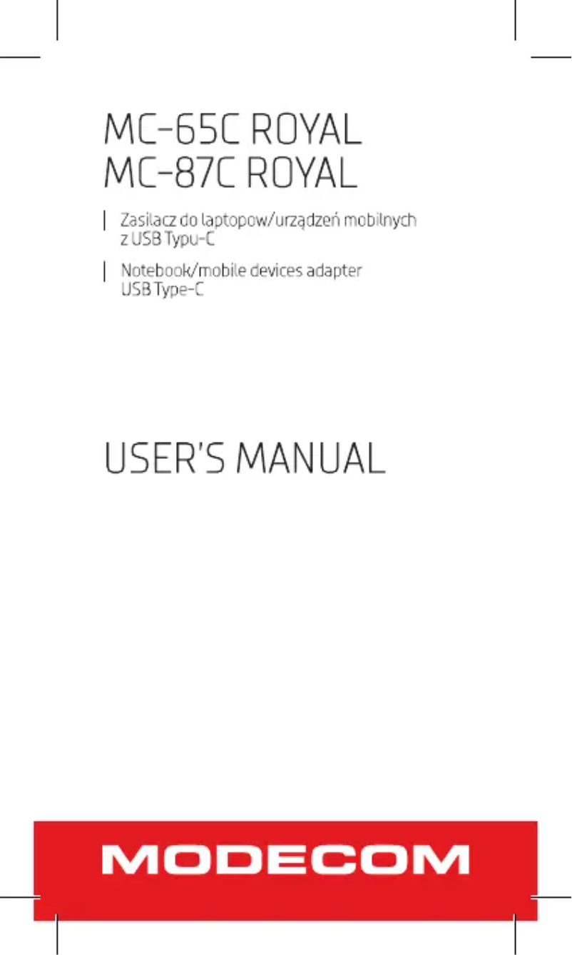 Page n°1 - Manuel utilisateur ModeCom MC-87C