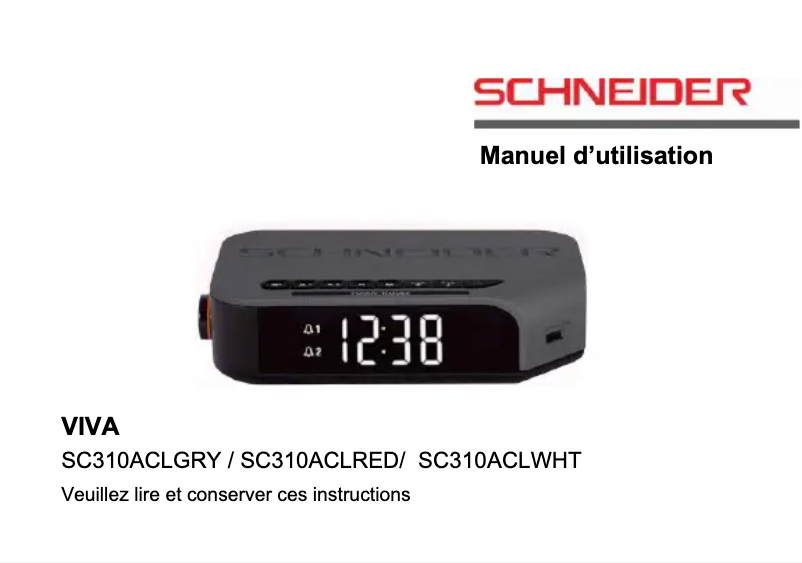 Page 1 de la notice Manuel utilisateur Schneider Viva SC310ACLWHT