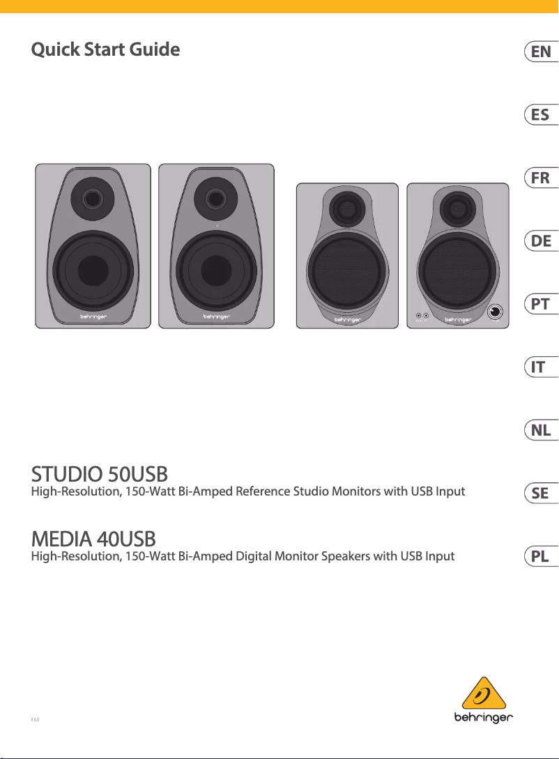 Page 1 de la notice Guide de démarrage rapide Behringer Studio 50USB