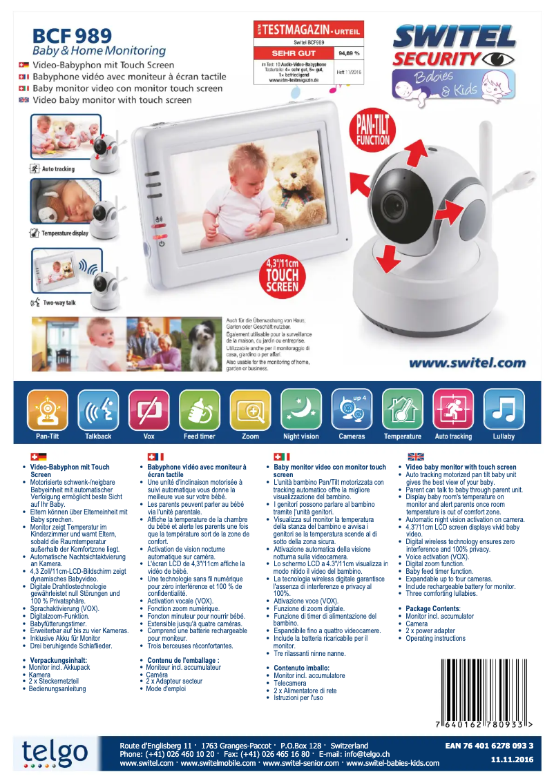 Page n°1 - Fiche technique Switel BCF989