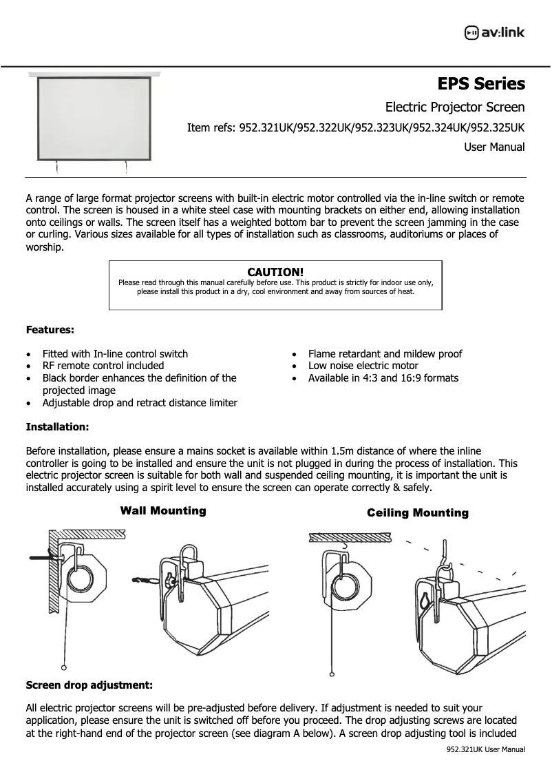 Page n°1 - Manuel utilisateur AV:link EPS100