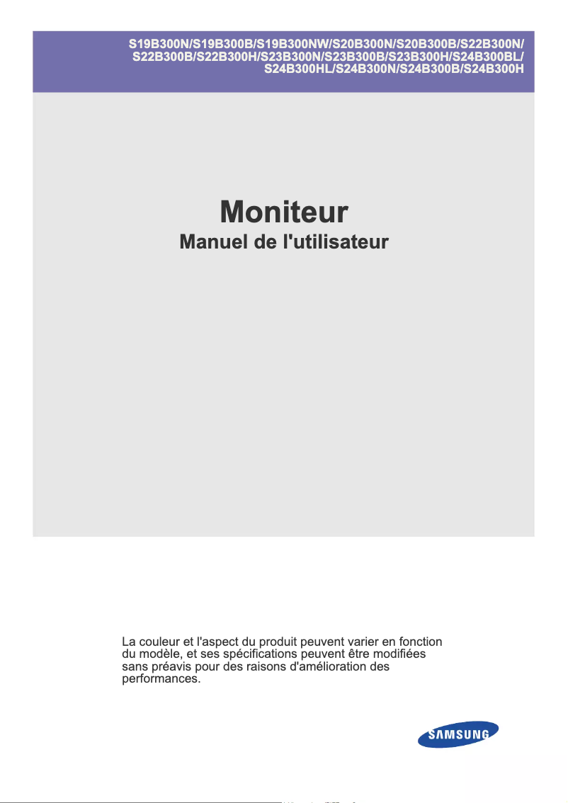 Page 1 de la notice Manuel utilisateur Samsung SyncMaster S19B300B