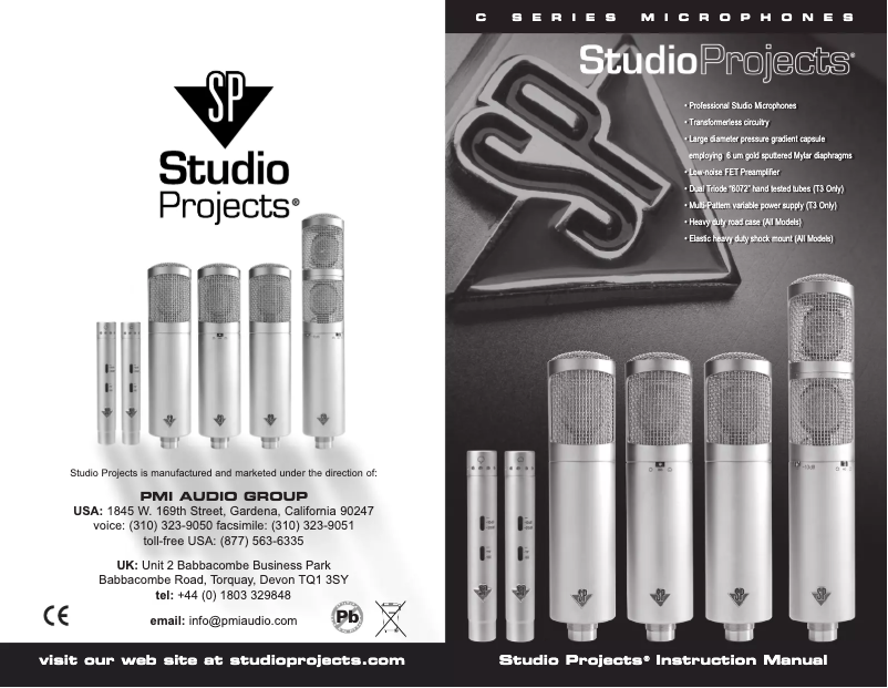 Page n°1 - Manuel utilisateur Studio Projects C4