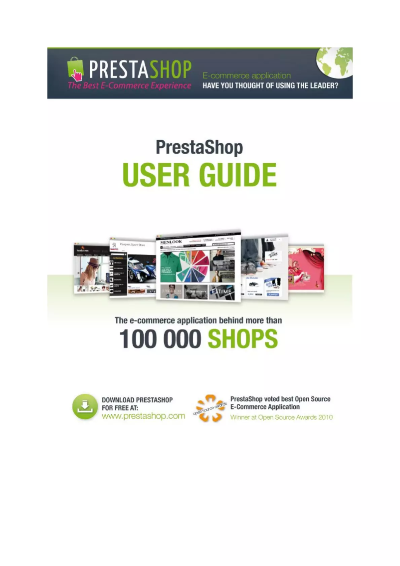 Page n°1 - Manuel utilisateur PrestaShop 1.4