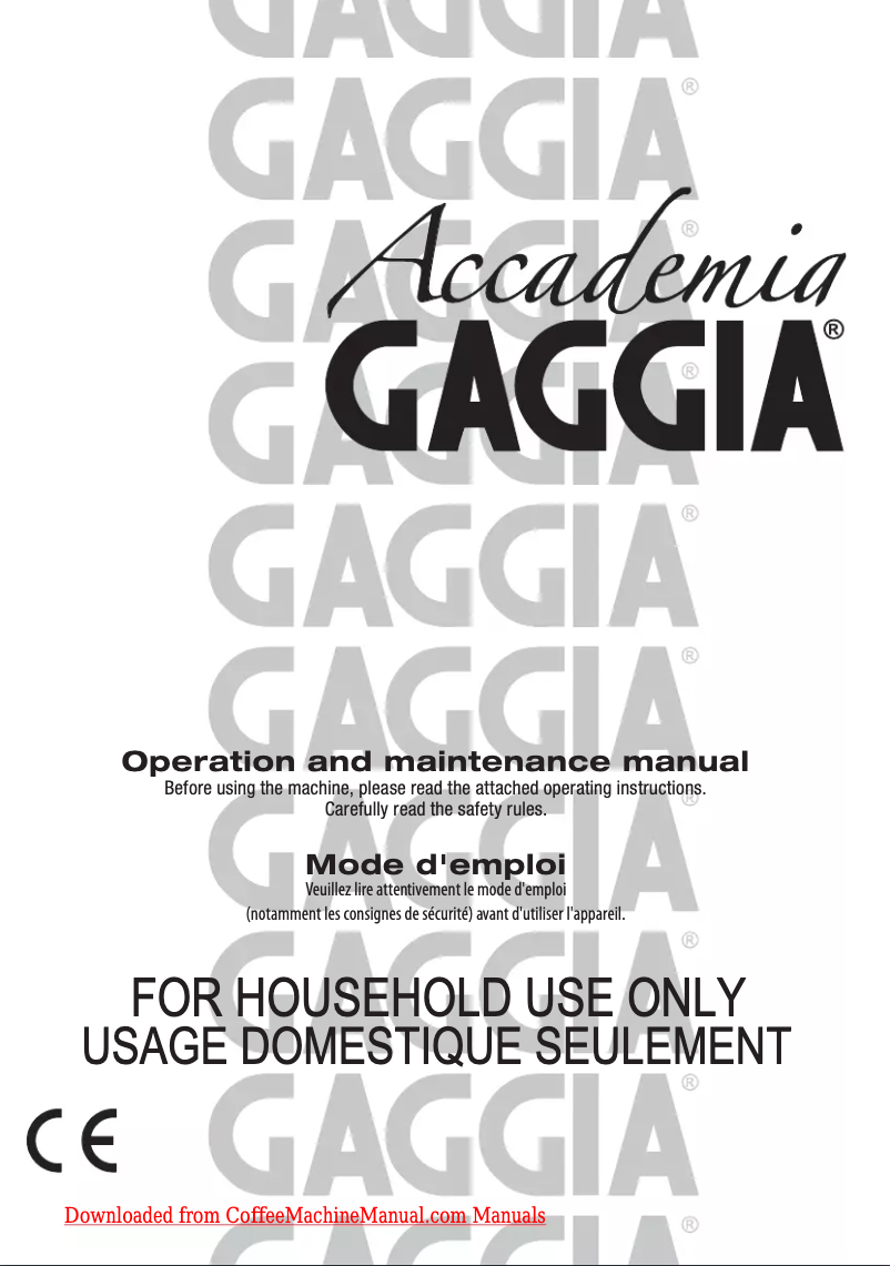 Page 1 de la notice Manuel utilisateur Gaggia Accademia