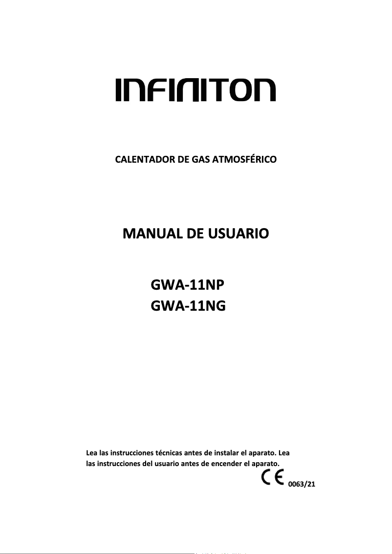 Page 1 de la notice Manuel utilisateur Infiniton GWA-11NG