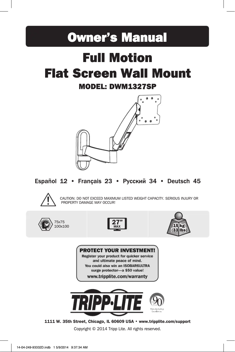 Page 1 of the manual User Manual Tripp Lite DWM1327SP