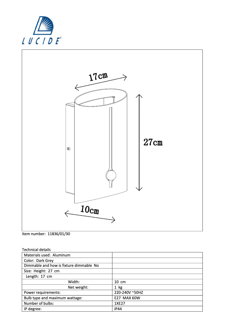 Page n°1 - Manuel utilisateur Lucide Eclips