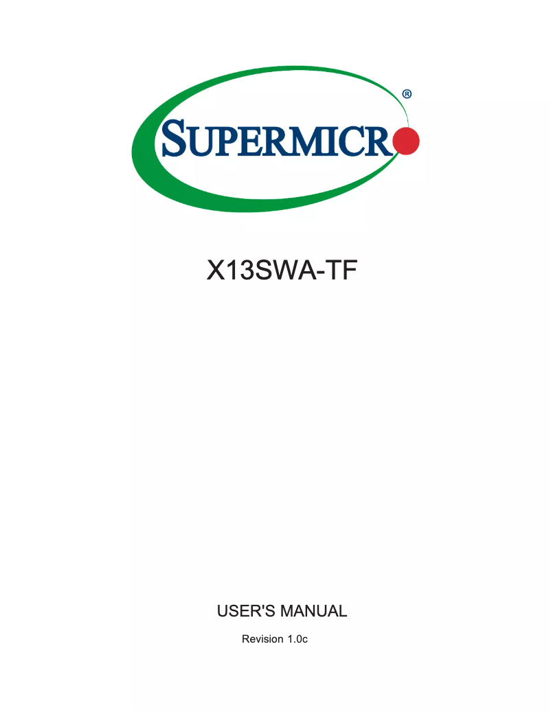 Page 1 de la notice Manuel utilisateur Supermicro X13SWA-TF