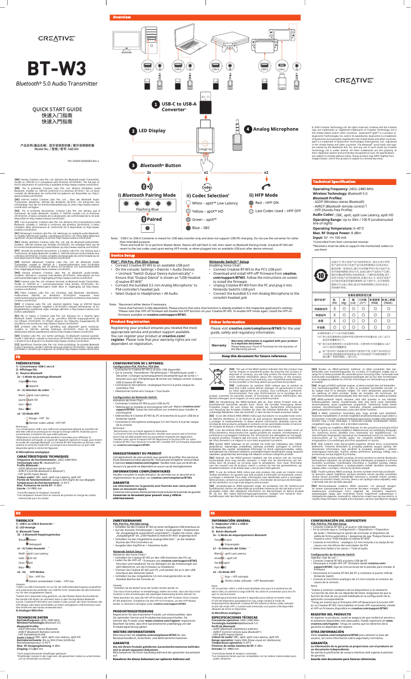 Image de la première page du manuel de l'appareil BT-W3