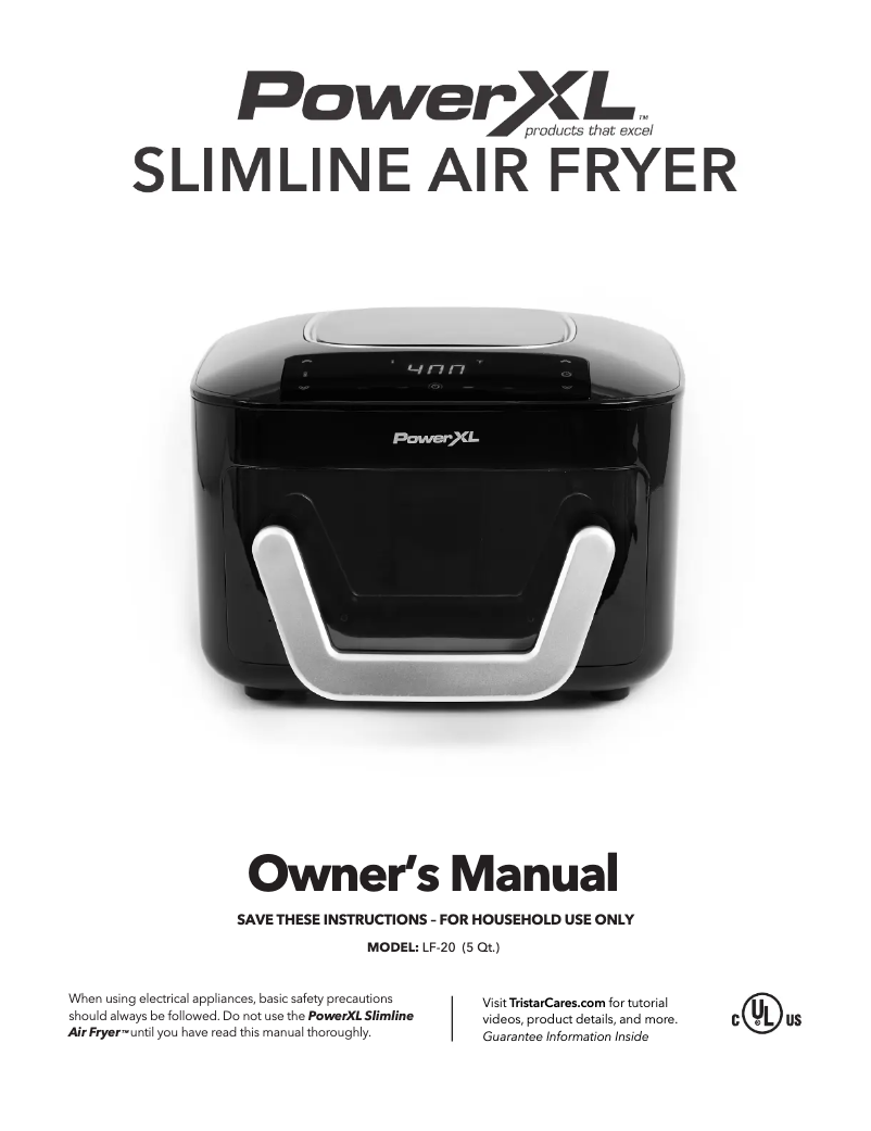 Image de la première page du manuel de l'appareil Slimline Air Fryer LF-20