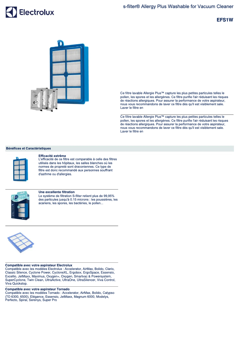 Page n°1 - Manuel utilisateur Electrolux EFS1W