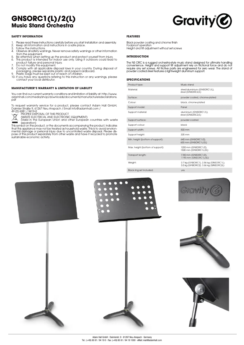 Page 1 de la notice Manuel utilisateur Gravity NS ORC 2