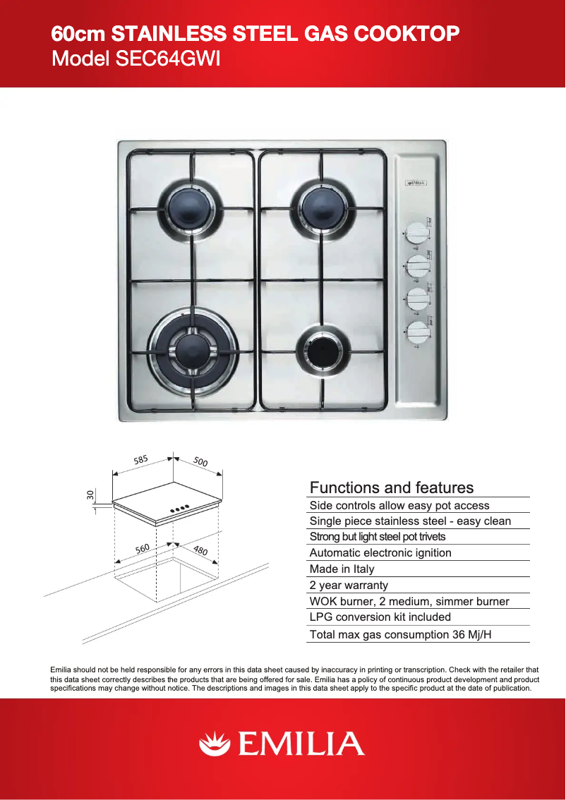 Image de la première page du manuel de l'appareil SEC64GWI