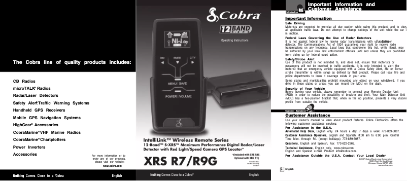 Página 1 del manual Manual de usuario Cobra XRS R9G