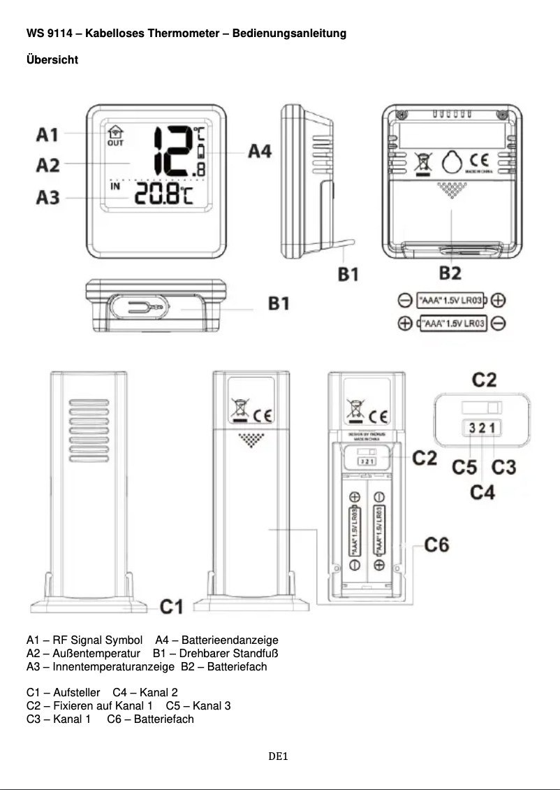 Page n°1 - Manuel utilisateur Techno Line WS 9114