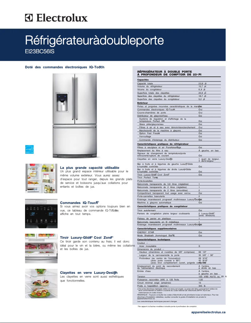 Page n°1 - Fiche technique Electrolux EI23BC56IW
