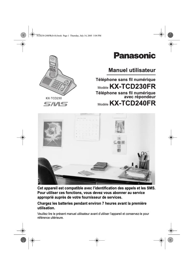 Page 1 de la notice Manuel utilisateur Panasonic KX-TCD240FR