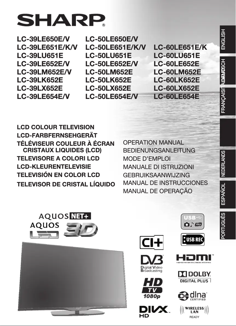 Imagen de la primera página del manual del dispositivo LC-39LE652E