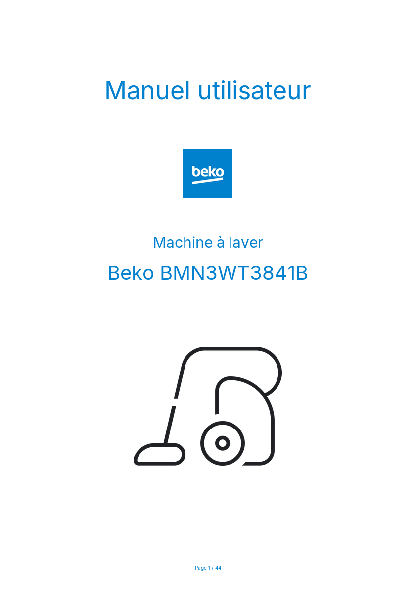 Page n°1 - Manuel utilisateur Beko BMN3WT3841B