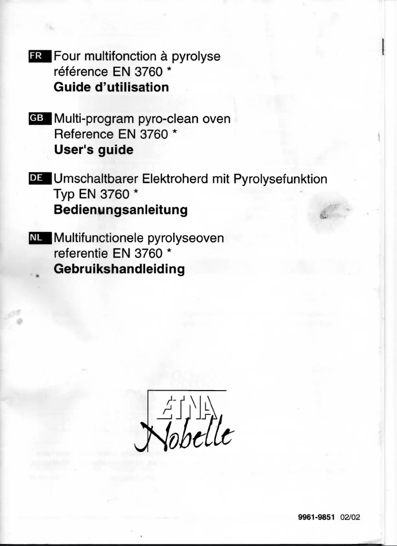 Page 1 de la notice Manuel utilisateur Etna EN3760
