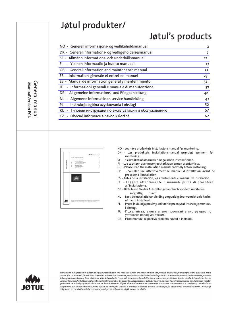 Page n°1 - Manuel utilisateur Jøtul F 273