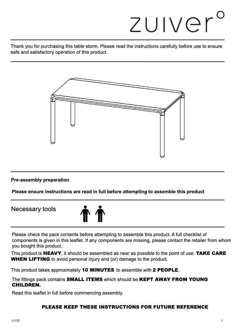 First page image of the manual for Storm