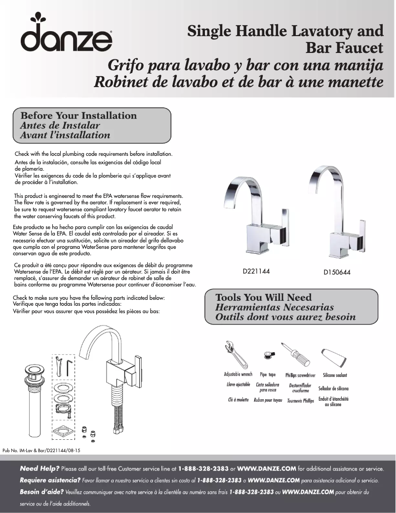 Page n°1 - Manuel utilisateur Danze D150644