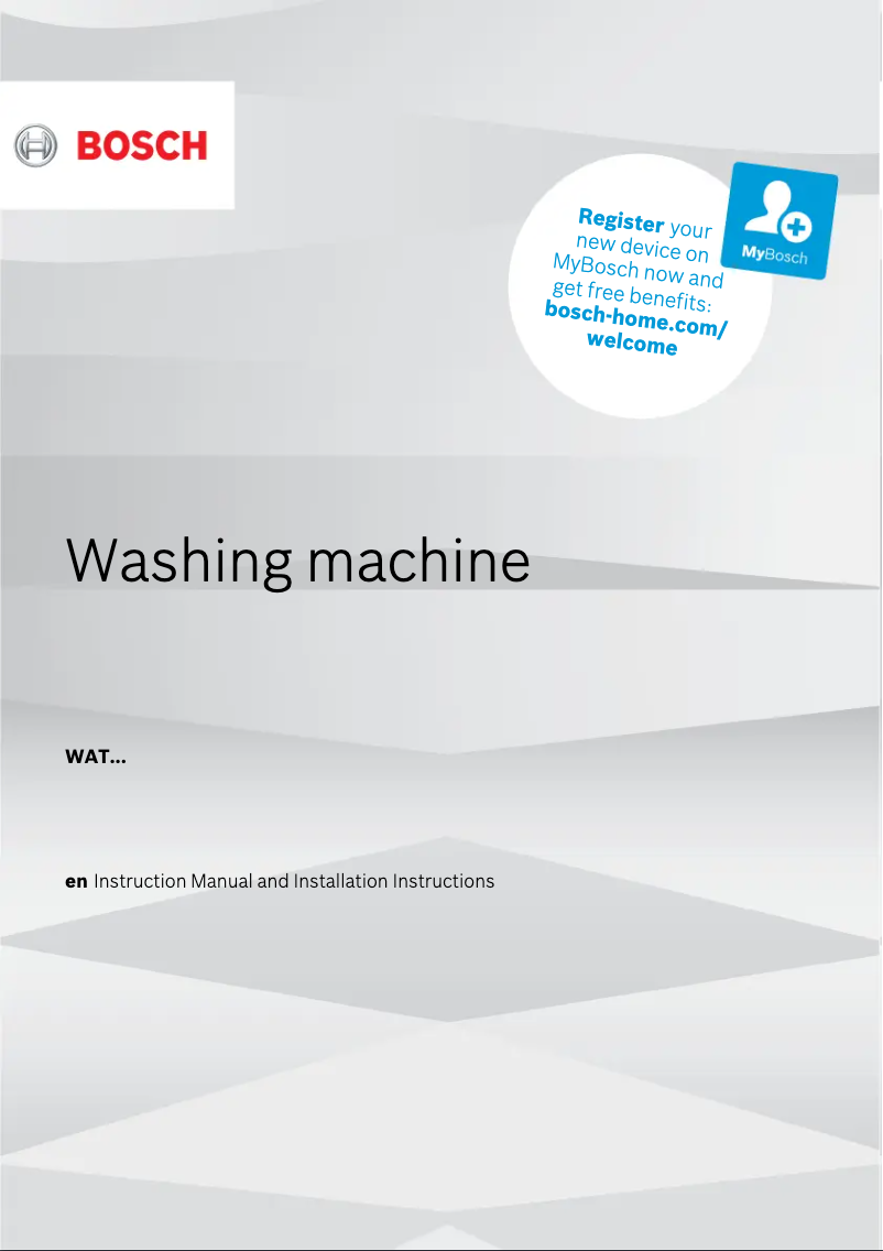 Page n°1 - Manuel utilisateur Bosch WAT284E9SN