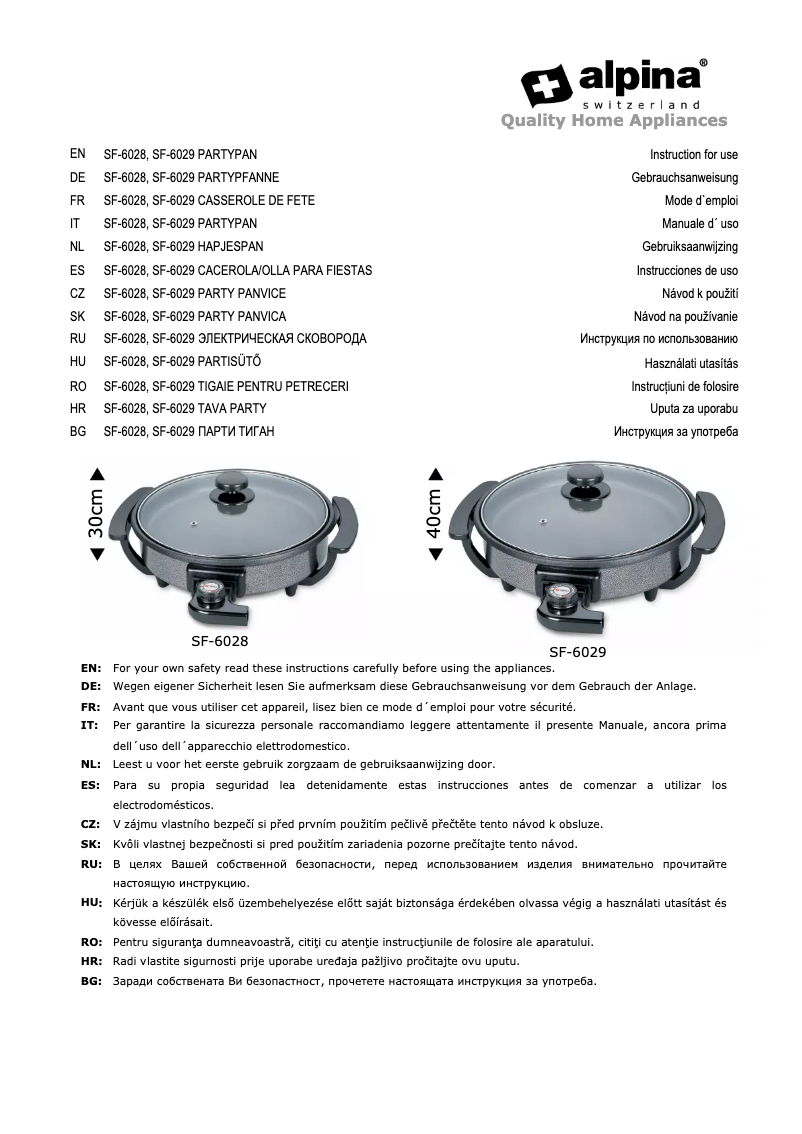 Page 1 de la notice Manuel utilisateur Alpina SF-6029